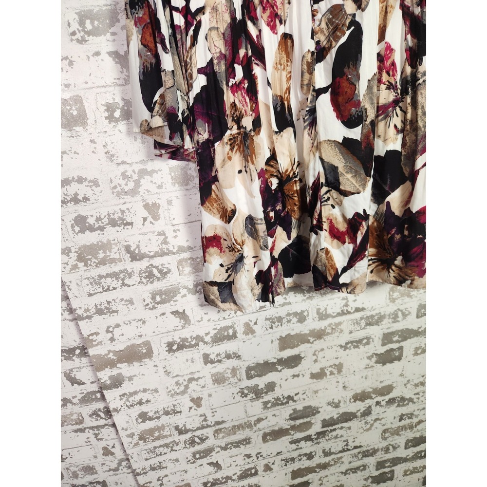 Entro Mini Boho Floral Dress Small V-Neck Button Details Bell Sleeve Lined Artsy - Picture 3 of 16